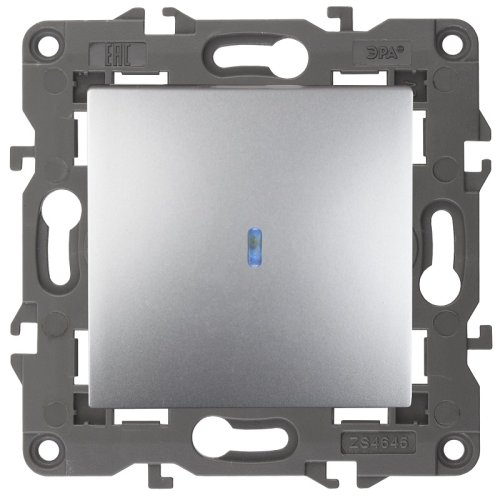 Выключатель с подсветкой без рамки Эра Elegance 1-кл. алюминий картинка